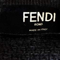 Fendi Grey Zucca Monogram Pattern Wool Button Front Cardigan M