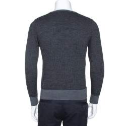 Fendi Grey Zucca Monogram Pattern Wool Button Front Cardigan M