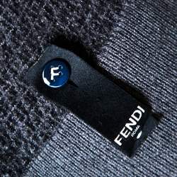 Fendi Grey Zucca Monogram Pattern Wool Button Front Cardigan M