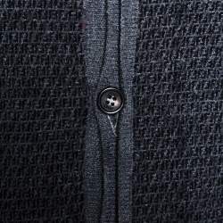 Fendi Grey Zucca Monogram Pattern Wool Button Front Cardigan M