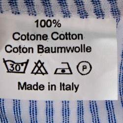 Pre Owned Fendi White & Blue Textured Stripe Cotton Long Sleeve Shirt M