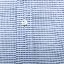 Pre Owned Fendi White & Blue Textured Stripe Cotton Long Sleeve Shirt M