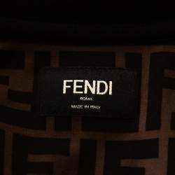 Pre Owned Fendi Brown Zucca Monogram Printed & Embroidered Cotton T-Shirt M