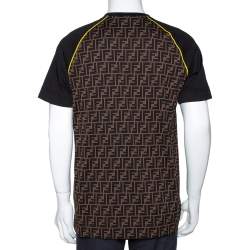 Pre Owned Fendi Brown Zucca Monogram Printed & Embroidered Cotton T-Shirt M