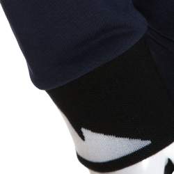 Pre Owned Fendi Navy Blue Knit Concealed Hooded Zip Front Jacket M