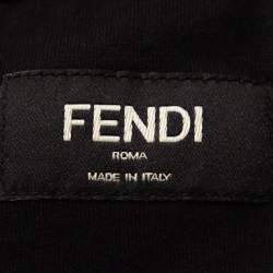 Pre Owned Fendi Black Monster Appliqued Cotton Crew Neck T-Shirt XS