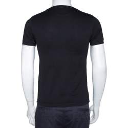 Pre Owned Fendi Black Patch Face Cotton Crew Neck T-Shirt XS