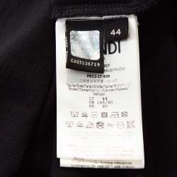Pre Owned Fendi Black Patch Face Cotton Crew Neck T-Shirt XS