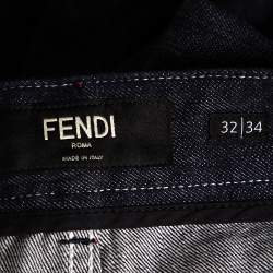 Pre Owned Fendi X Fila Logo Mania Indigo Denim Straight Fit Jeans M