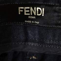 Pre Owned Fendi Black Denim Folded Hem Straight Leg Jeans M