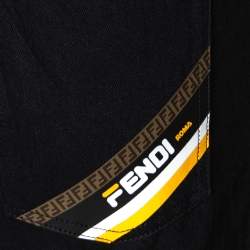 Pre Owned Fendi Black Denim Folded Hem Straight Leg Jeans M