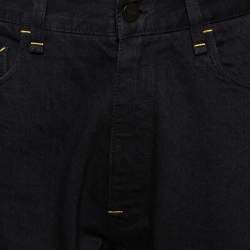 Pre Owned Fendi Black Denim Folded Hem Straight Leg Jeans M