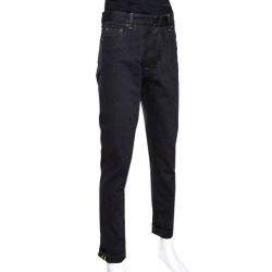 Pre Owned Fendi Black Denim Folded Hem Straight Leg Jeans M