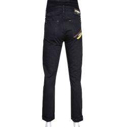 Pre Owned Fendi Black Denim Folded Hem Straight Leg Jeans M