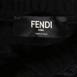 Pre Owned Fendi Black Knit Monster Eyes Detail Track Pants M