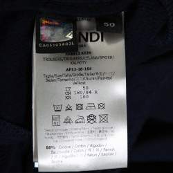 Fendi Navy Blue Knit Monster Eye Cuff Detail Track Pants L