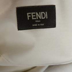 Pre Owned Fendi Off White Cotton Knit Appliquéd Logo Crew Neck T-Shirt M
