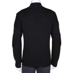 مملوكة مسبقًا سويتر فندي "كارليتو" برقبة وهمية تريكو مضلع صوف أسود مقاس وسط (ميديوم)