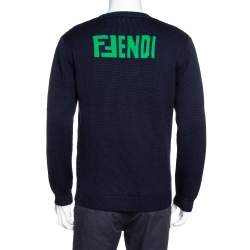 مملوكة مسبقًا Fendi Bicolor Family Embroidered Wool Knit Pullover M