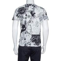 Pre Owned Fendi Monochrome Cotton Jersey Karl Collage Print T-Shirt S
