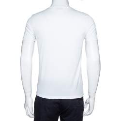 Pre Owned Fendi White Light Jersey Mesh Logo Applique T-Shirt S