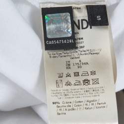 Pre Owned Fendi White Light Jersey Mesh Logo Applique T-Shirt S