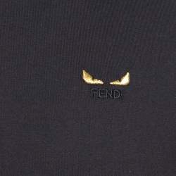 Fendi Black Cotton Bag Bugs Motif Embroidered Crew Neck T-Shirt M