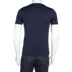 Fendi Navy Blue FF Logo Print Cotton Crew Neck T-Shirt S