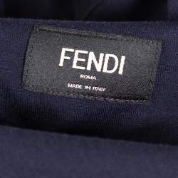 Fendi Navy Blue FF Logo Print Cotton Crew Neck T-Shirt S