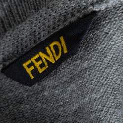 Pre Owned Fendi Grey Cotton Selleria Long Sleeve Polo T-Shirt XXL