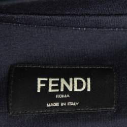 Pre Owned Fendi Black Color Block Cotton Logo Printed Roundneck T-Shirt L
