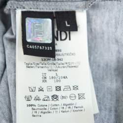 Pre Owned Fendi Black Color Block Cotton Logo Printed Roundneck T-Shirt L