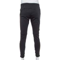 Fendi Black Cotton Logo Side Stripe Detail Paneled Joggers M