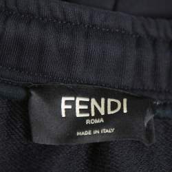 Fendi Black Cotton Logo Side Stripe Detail Paneled Joggers M