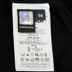 Pre Owned Fendi Black Wool Zucca Logo Collar Detail Jumper 3XL
