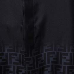 Pre Owned Fendi Black Zucca Gradient Printed Silk Short Sleeve Shirt XL 