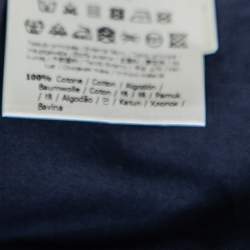 Pre Owned Fendi Navy Blue Cotton Diagonal Logo Printed Button Front Shirt M