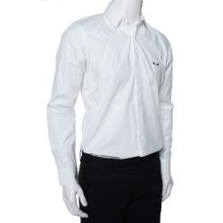 Fendi White Monster Eye Embroidered Cotton Button Front Shirt M