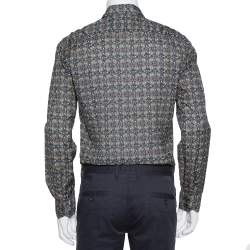 Fendi Grey Monster Eyes Printed Cotton Button Front Shirt L