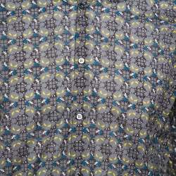 Fendi Grey Monster Eyes Printed Cotton Button Front Shirt L