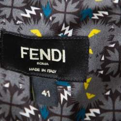 Fendi Grey Monster Eyes Printed Cotton Button Front Shirt L