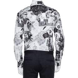 Fendi Monochrome Abstract Printed Cotton Button Front Shirt XL