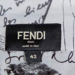 Fendi Monochrome Abstract Printed Cotton Button Front Shirt XL