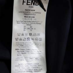 مملوكة مسبقًا Fendi Navy Blue Cotton Monster Eye Applique Detail Button Front Shirt L
