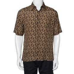 Shop Fendi Logo Chain Print Silk Shirt