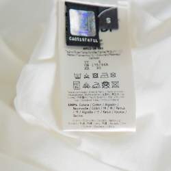 Pre Owned Fendi White Logo Patched Cotton Crewneck T-Shirt S