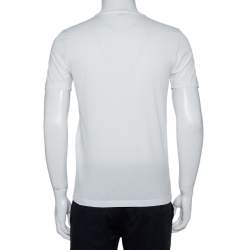 Pre Owned Fendi White Logo Patched Cotton Crewneck T-Shirt S