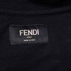 Pre Owned Fendi Black Cotton Diabolic Eyes Embellished T-Shirt XL