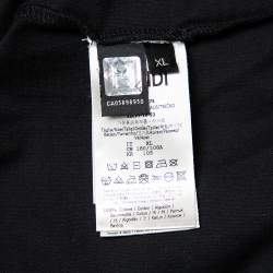 Pre Owned Fendi Black Cotton Diabolic Eyes Embellished T-Shirt XL