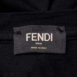 Pre Owned تي شيرت فندي رقبة مستديرة تفاصيل شعار قطن أسود مقاس كبير جداً